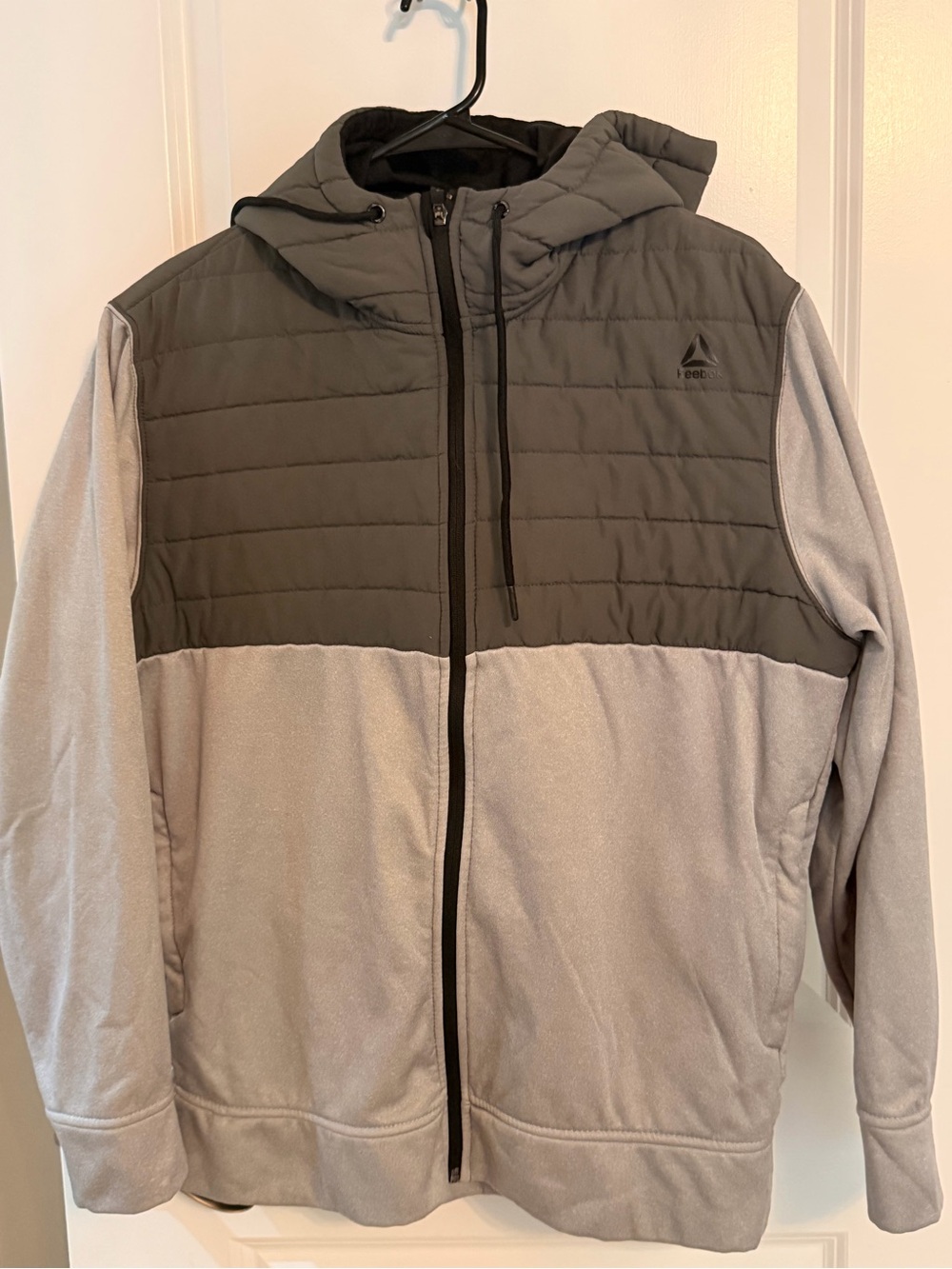 Reebok Men’s Hooded Two-Tone Quilted Jacket - Gray